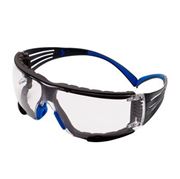 Immagine di 3M™ SecureFit™ 400 Occhiale lente in PC trasparente, inserto in schiuma, Scotchgard™, montatura blu/grigio, SF401SGAF-BLU-F