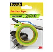 Immagine di Scotch® Electrical Tape Universal Giallo&Verde - Nastro isolante in PVC adesivo ad elevate prestazioni isolante fino a 600V